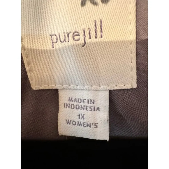 Purejill (J.Jill) Velvet open front swing kimono 1X Gray/Navy Modern Unique - Picture 3 of 8